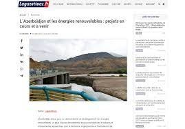 Azərbaycanın bərpa olunan enerji yolu - Fransanın "Lagazetteaz.fr" qəzeti